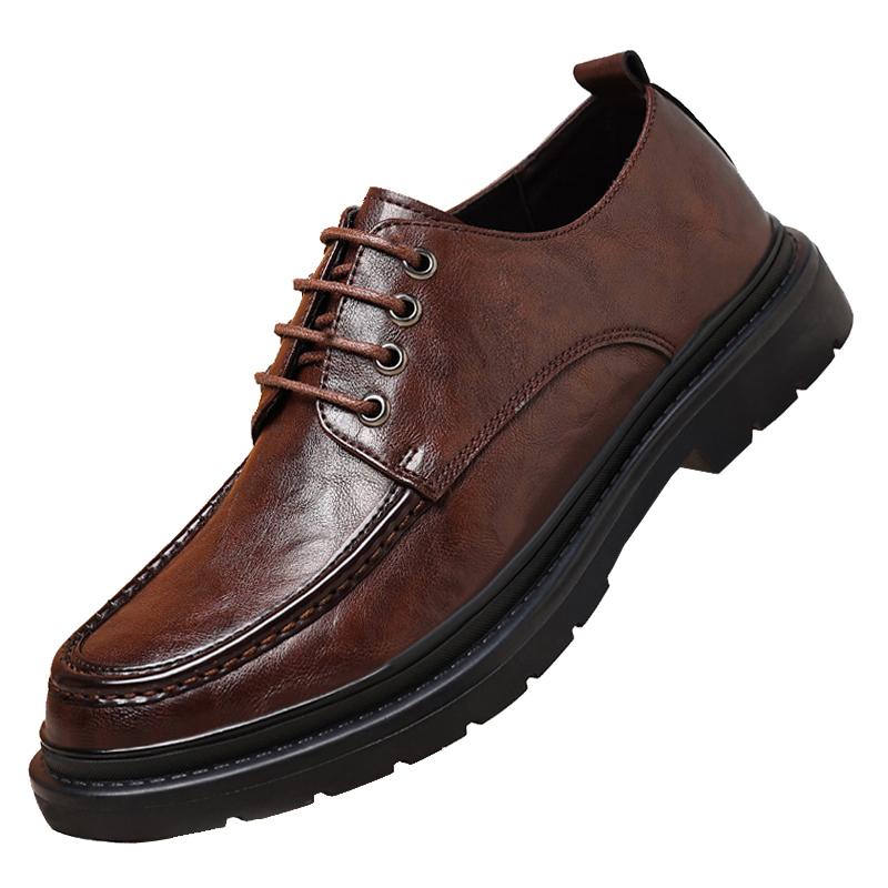 

Модная обувь Мужские оксфорды на шнуровке Модные повседневные кожаные мужские деловые туфли Британские дышащие свадебные туфли на платформе для мужчин 10 коричневый