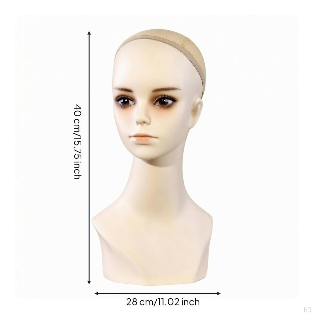 Mannequin Head with Shoulders PVC Hairpiece Display Smooth Surface
