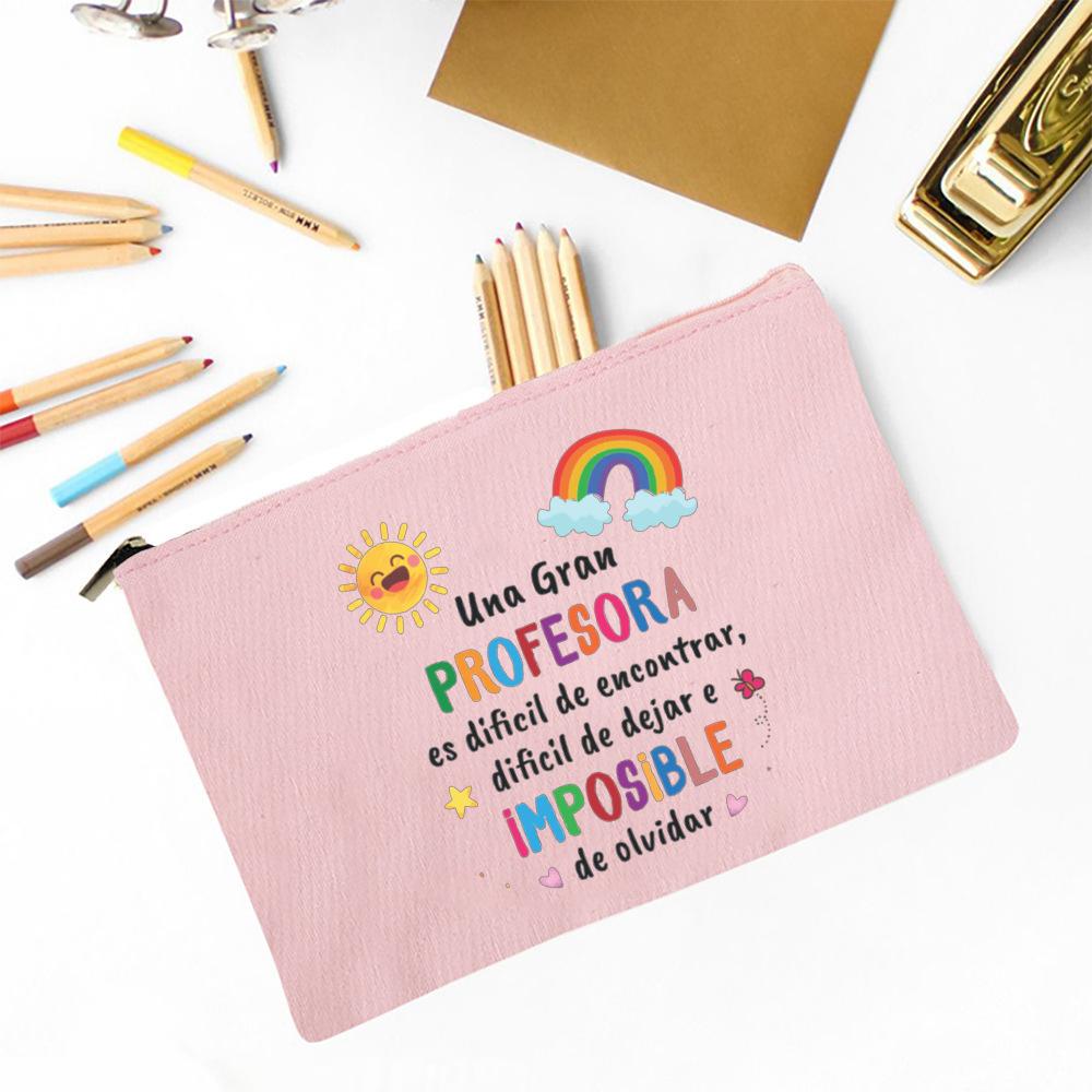 Spanish Printed Makeup Bag Female Travel Neceser Cosmetic Pouch Travel Toiletry Organizer School Pencil Bags Gifts for Teacher