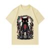 Men's 100% Cotton Crew Neck Short Sleeve T-Shirt, Punk Anarchist Black Cat Printed Casual Urban Streetwear Tee for Daily Wear