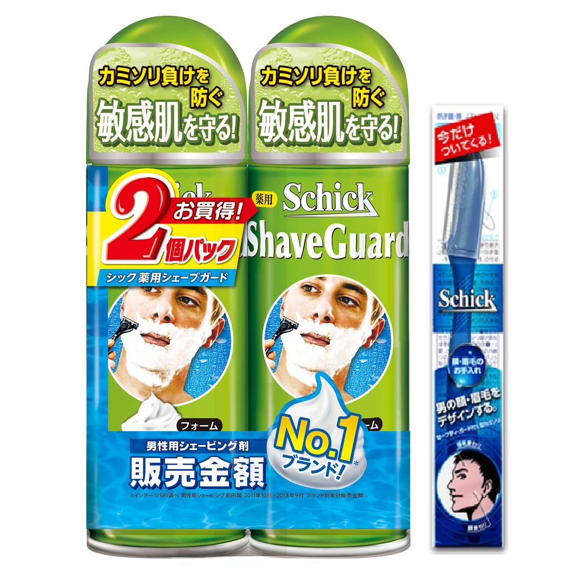 

Schick Medicated Shave Guard Double Pack W Pack Razor Shaving Green Shaving Foam Razor Set with Bonus 200g для чоловіків (х 2) зелений