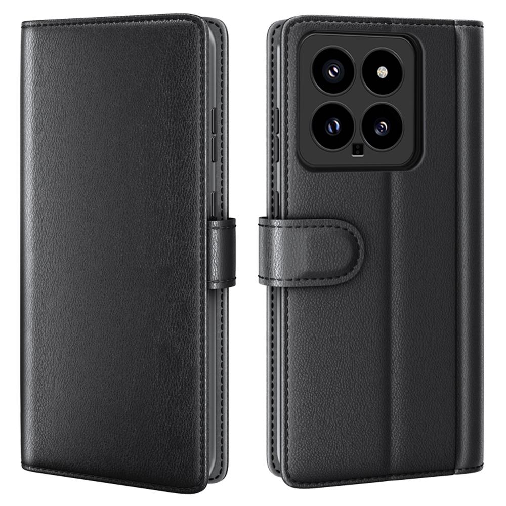 For Xiaomi 14 Case Genuine Split Leather Phone Cover with Wallet Stand