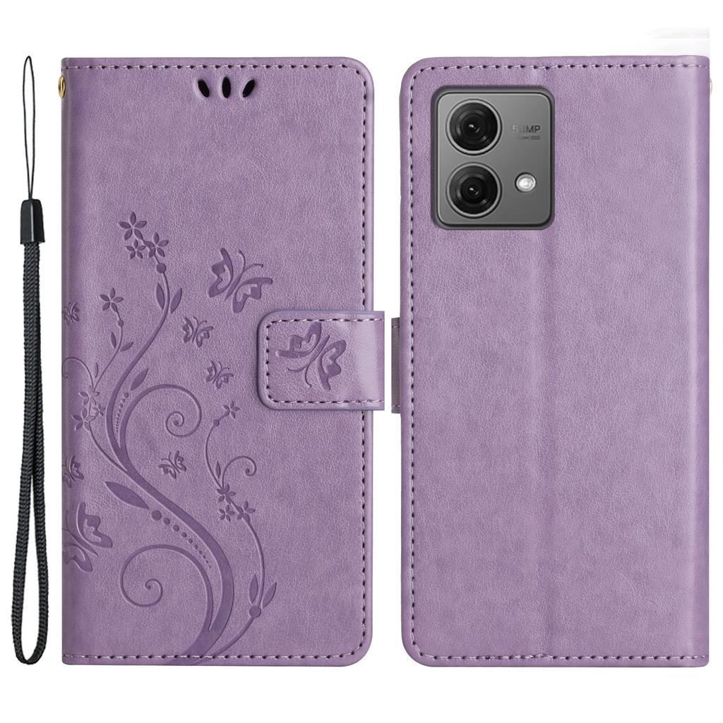 For Motorola Moto G84 5G Leather Case Butterfly Floral Shockproof Phone Cover with Wallet