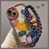 Handgelenkband Lanyard Handyhülle Für 16 15 14 13 11 12 Pro Max Süßes Glück Liebesherz Muster Tusche und Tusche Fleck Abdeckung