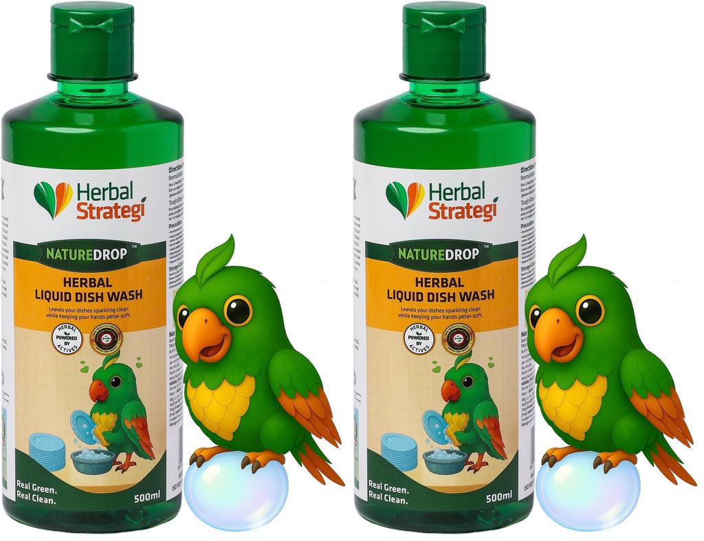 Herbal Strategi Dishwashing Liquid Gel - Natural & Vegan with Refreshing Lemon Oil | Soft On Hands | Certified Eco-Friendly & Non-Toxic | Baby and
