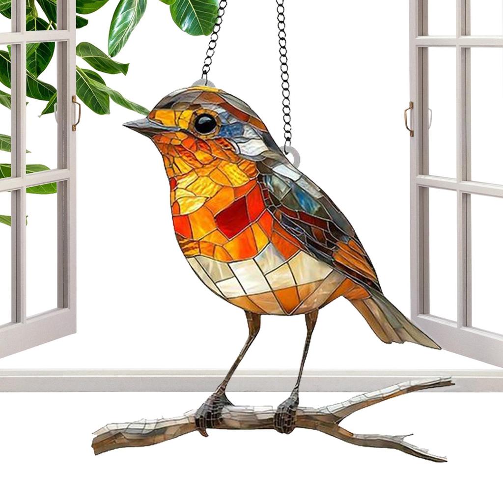 Sonnenfänger Acryl Fensterhänger Garten Sonnenfänger Hohe Transparenz Klar Buntglas Ornament mit Vogelmustern für Zuhause