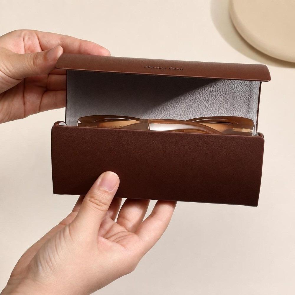 Leather Glasses Box Hard Shell Spectacle Case Vintage Glasses Case  for Women Men