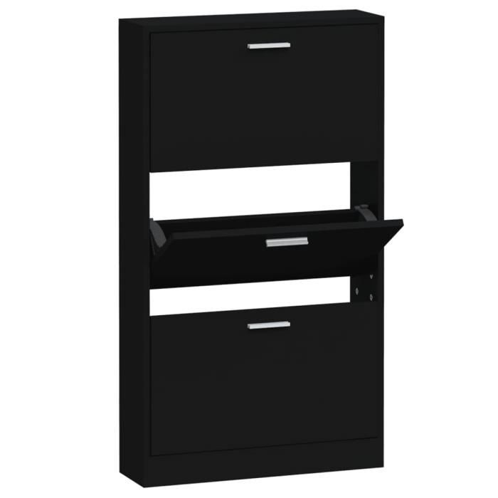 VidaXL Armoire à chaussures Noir 59x17x108 cm Bois d'ingénierie 342528