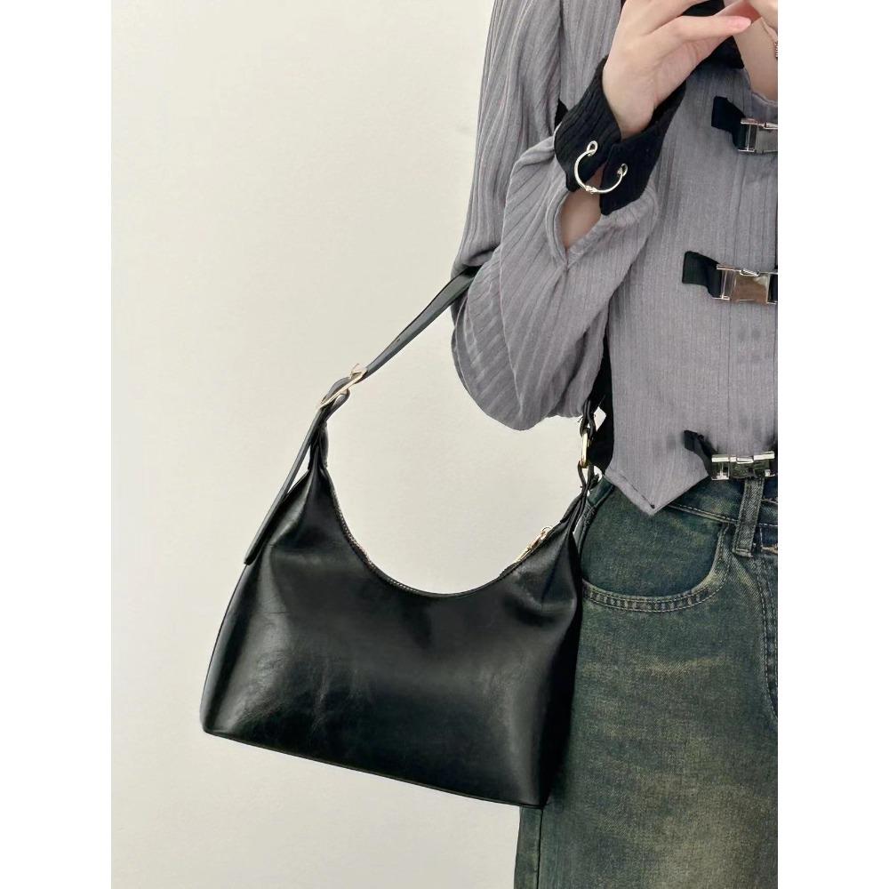 Толстая толстая домашняя сумка женская 2024 новая высококачественная текстура ins нишевый дизайн черная наплечная портативная подмышечная сумка