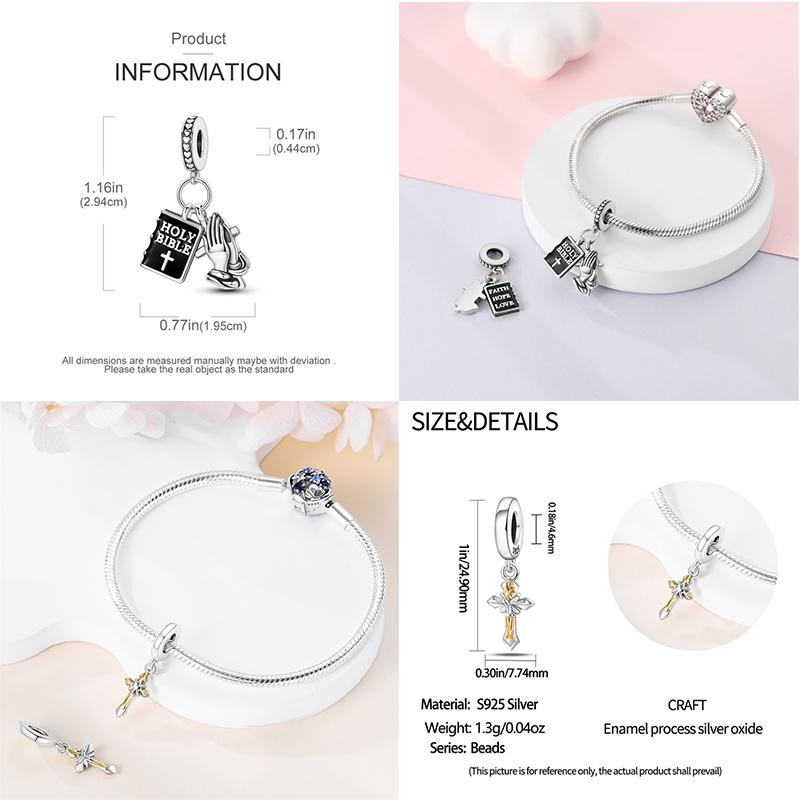 Holy Blessing copper Cross Wings Bible White Dove Classical 3mm Charm Bead Charms Bead Charms Compatible With Pandora Authentic Bracelets Do It Yourse