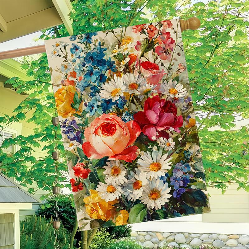 1pc Spring and Summer Colorful Flower Garden Flag_3 (3)- Garden Decoration Double S, Home Decoration, Yard Decoration, Outdoor Decoration, Lawn Decora