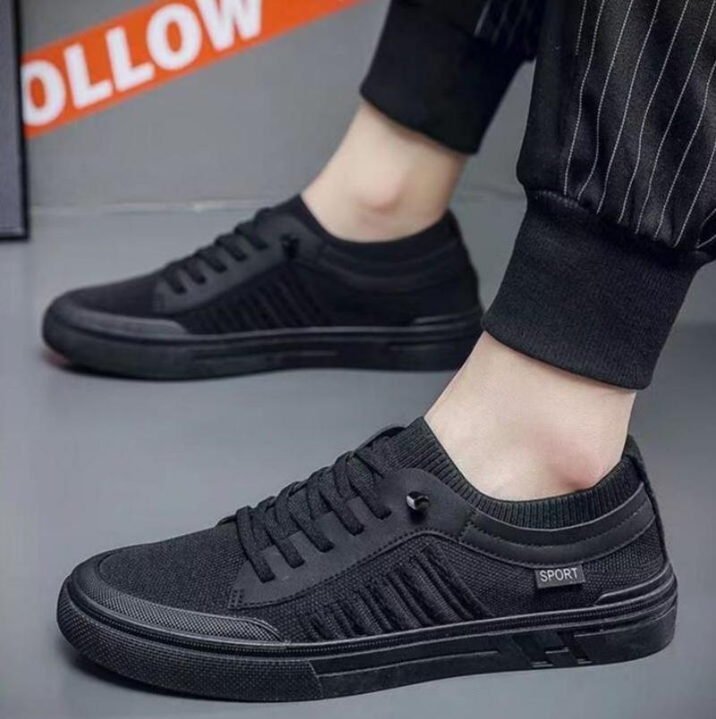 

Мужские дышащие кроссовки, летние повседневные мокасины, легкие, с круглым носком, однотонные, нескользящие, балетки 44 чёрный