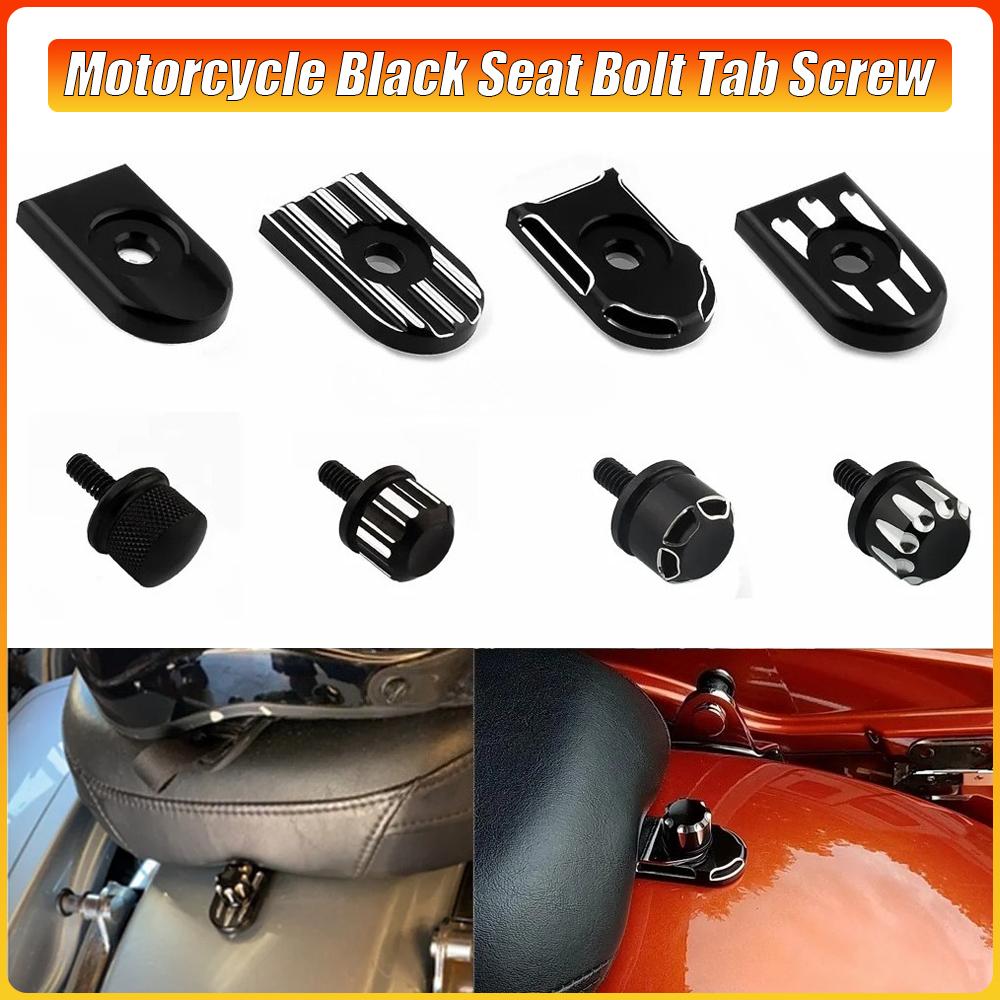 Motorcycle Black Seat Bolt Tab Screw for Harley Touring Road King Street Glide Softail Dyna Sportster XL Street Bob 96-19