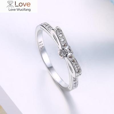 925 gestempelt Silber feine Bowknot Kristall Ringe für Frauen Größe 6/7/8/9 Luxus Party Geschenke Hochzeit Diamant Schmuck