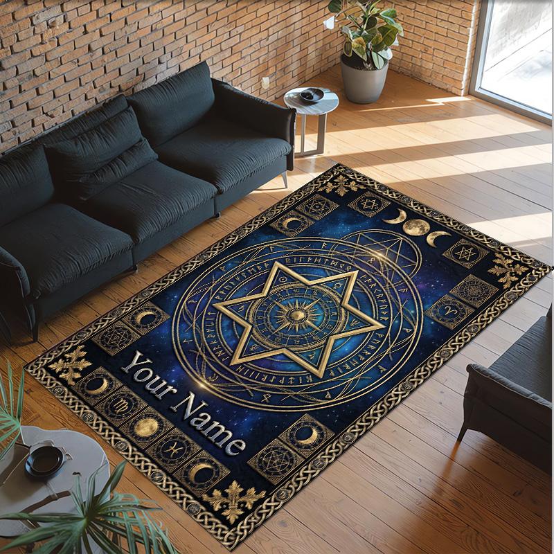 Fantasy Magic Theme Crystal Velvet Rug Personalized Custom Name Text Soft Floor Mat Home Decor