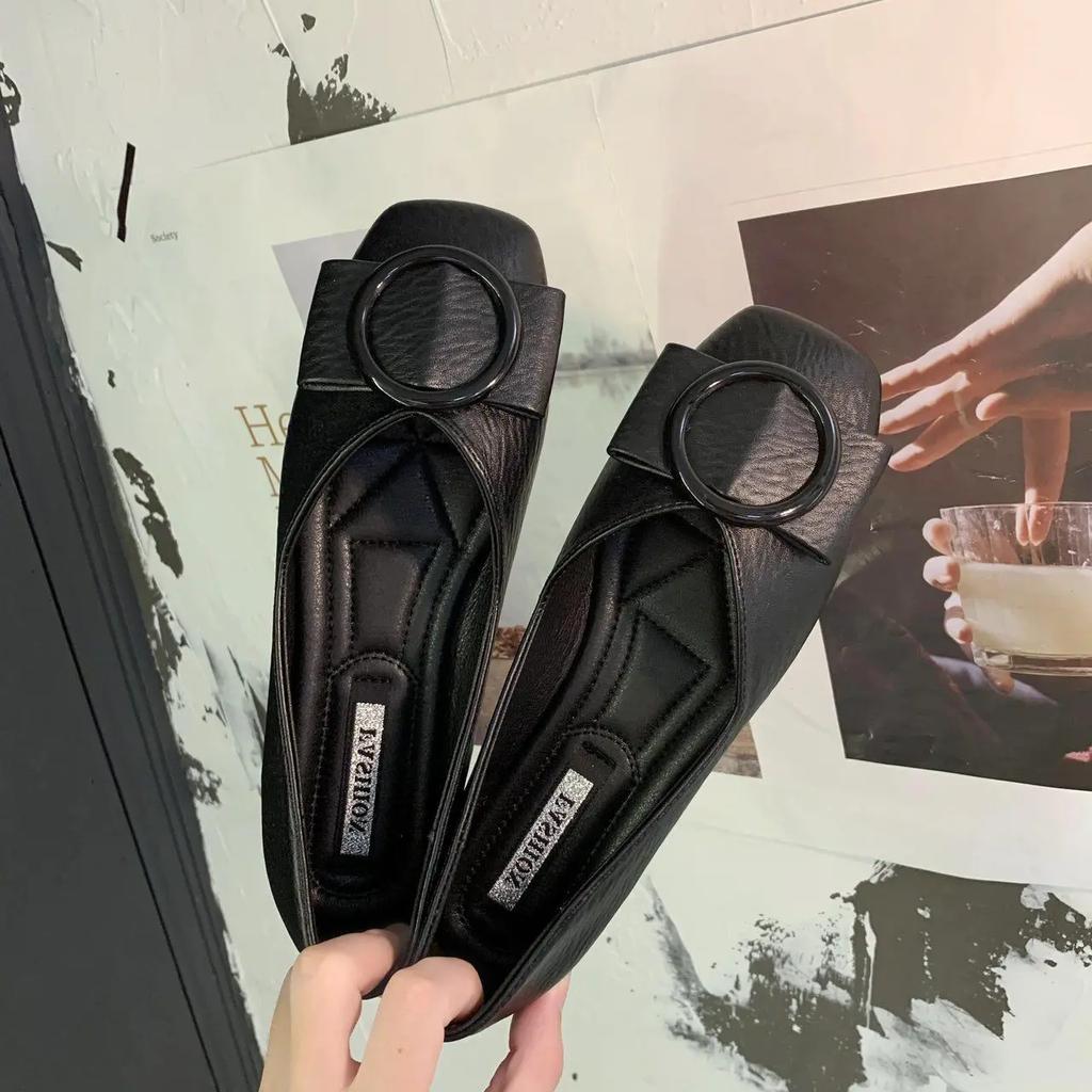 Fashion Round Toe Flat Shoes For Women Luxury Leather Casual Off-white Moccasins Flats Woman Footwear Stylish With Comfortable L Trend