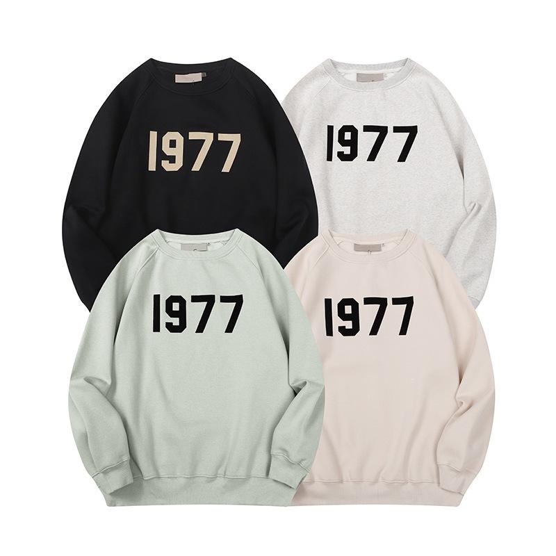 Three-dimensional flocking 1977 men's and women's American high street hoodie sweater trousers casual suit