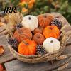 Realistic Stuffed Pumpkin Prop Small Velvet Thanksgiving Table Centerpiece, Halloween Soft Durable Themed Decorations for Fall Harvest Farmhouse