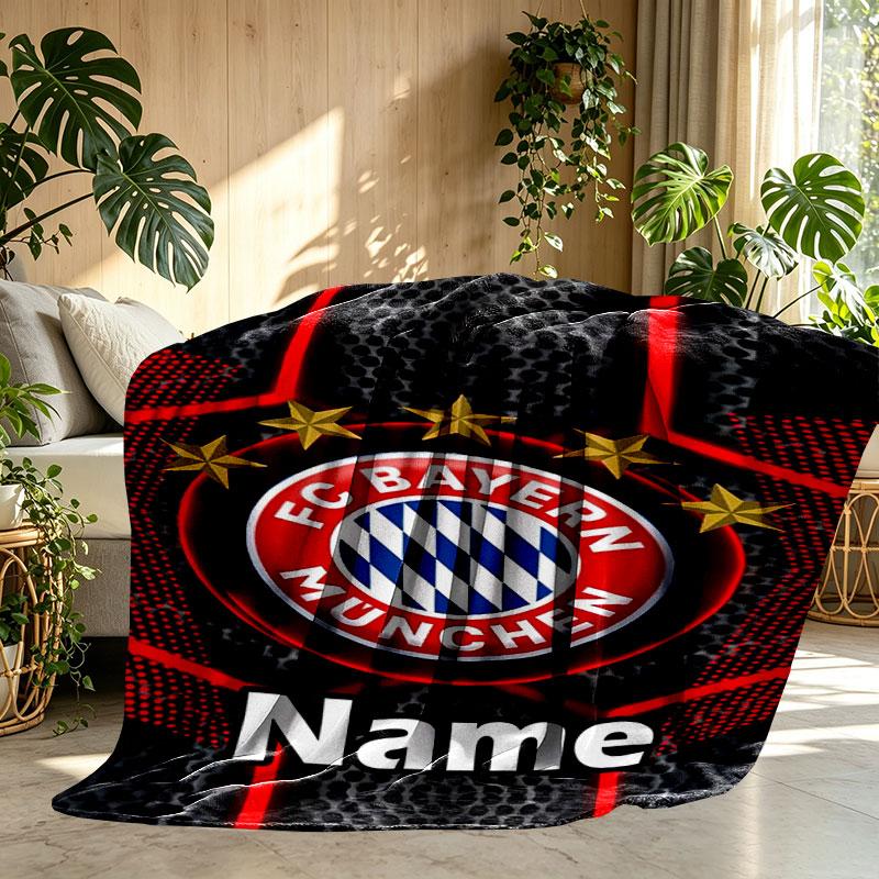 Custom Name Personalized FC Bayern Print Blanket, Home Decor, Bedroom, Sofa, Camping, Couch, Gifts for Birthday Christmas