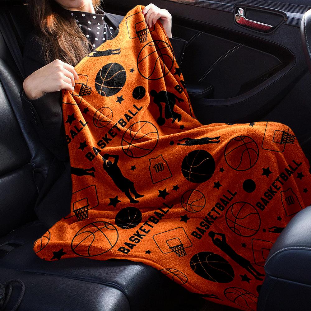 basketball Theme Printed Blanket - Perfect for Couch, Bed, Travel & Outdoor Use | Machine Washable, Cozy & Durable.