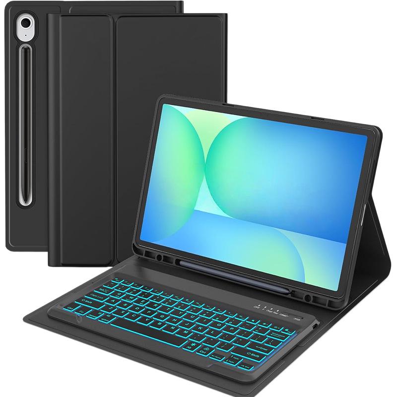 Compatible Samsung S10 FE+ Backlit Bluetooth Keyboard Protective Case, 13.1 Inch Galaxy Leather Case with Mouse