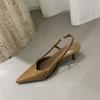 French Commuter Black Pointed Stiletto Sandals Women'S Soft Leather Spring And Summer Bag Head High Heels Empty Single Shoes