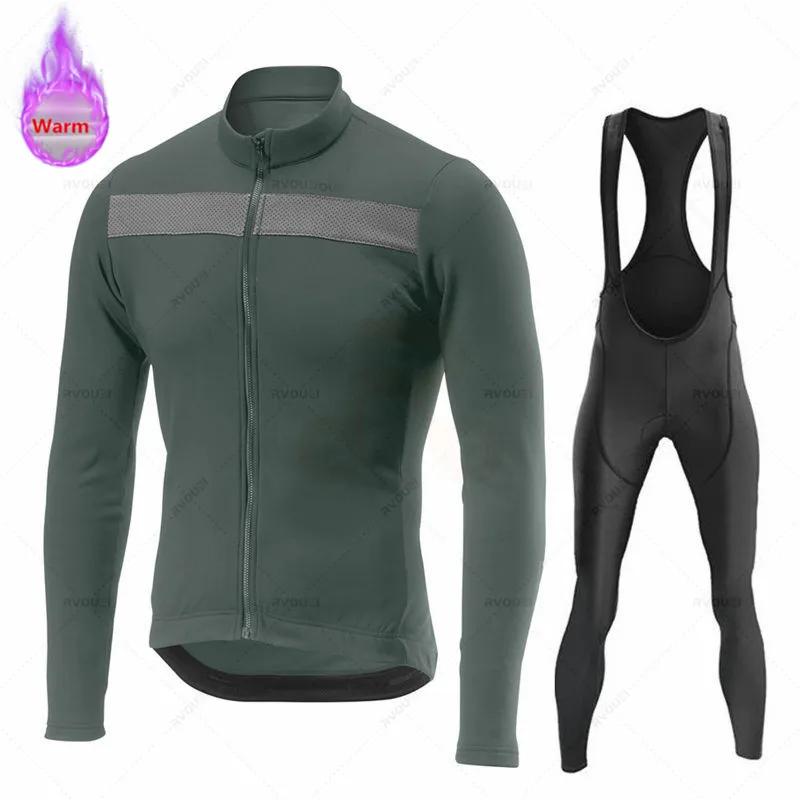 Thermal Fleece Cycling Jersey Set, Racing Bike Suit, Mountain Bicycle Clothing, New Team, Winter Velvet Warm Cycling Clothing Suit Set