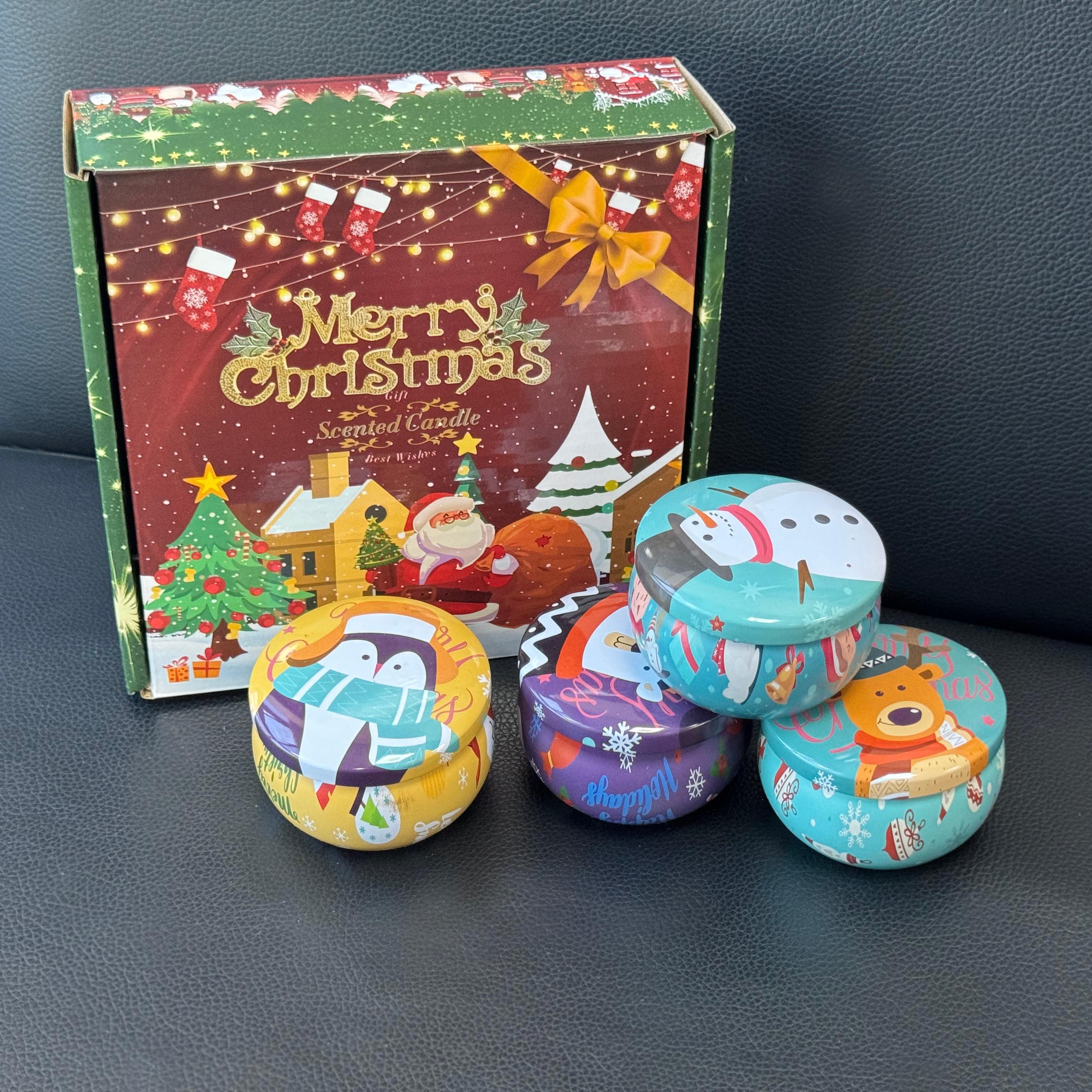 

Набор из 4 шт. Рождественская коробка Ароматерапевтическая свеча Соевый воск Украшения Детские рождественские подарки Новогодний декор Набор рождественских свечей