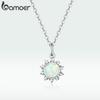 Bamoer 925 Silver White Opal Sun Pendant Necklace Apollo Chain Necklaces for Women Birthday Gift Jewelry