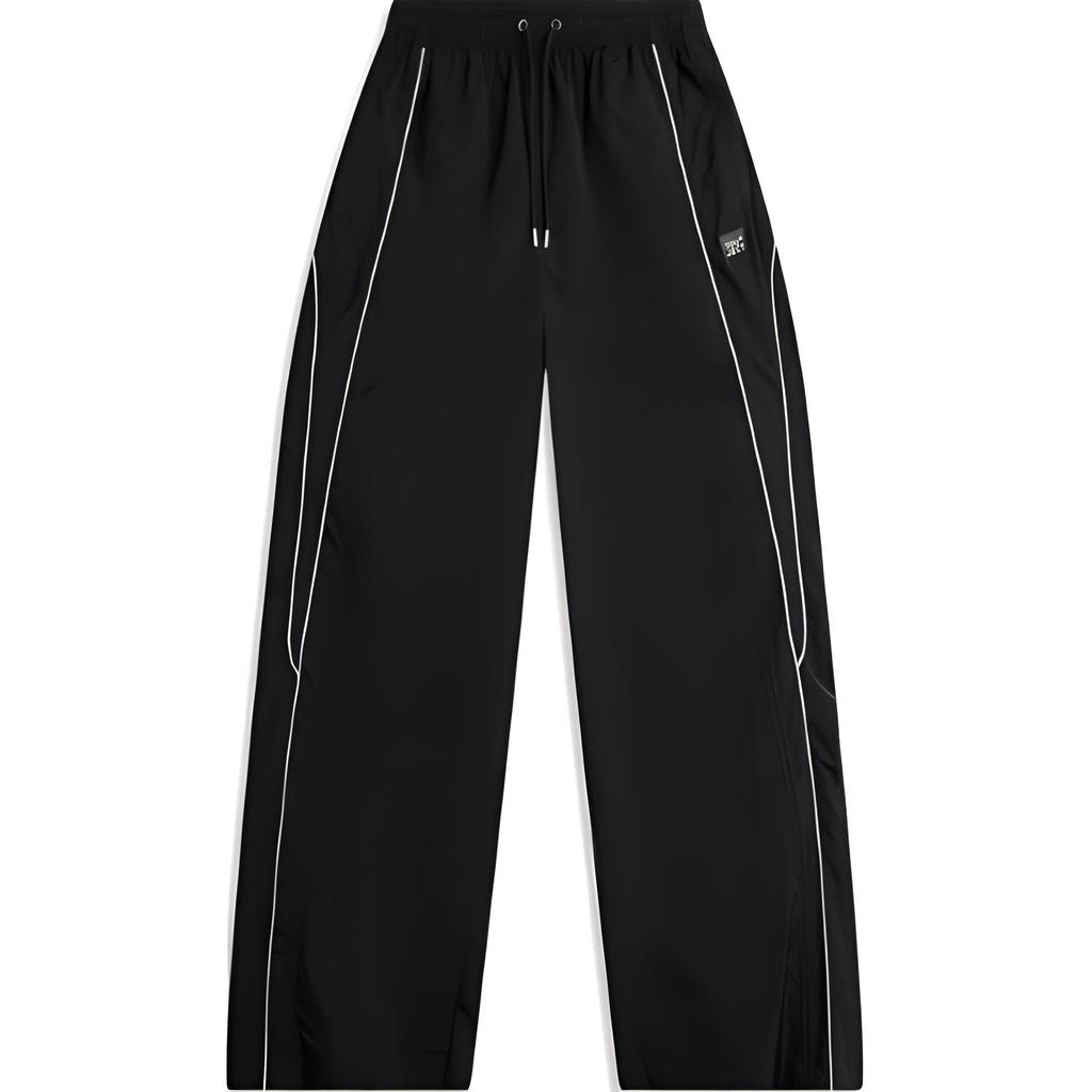 Li Ning Color Block Versatile Straight Leg Sports Pants Women Bottoms Black AYKU672-2