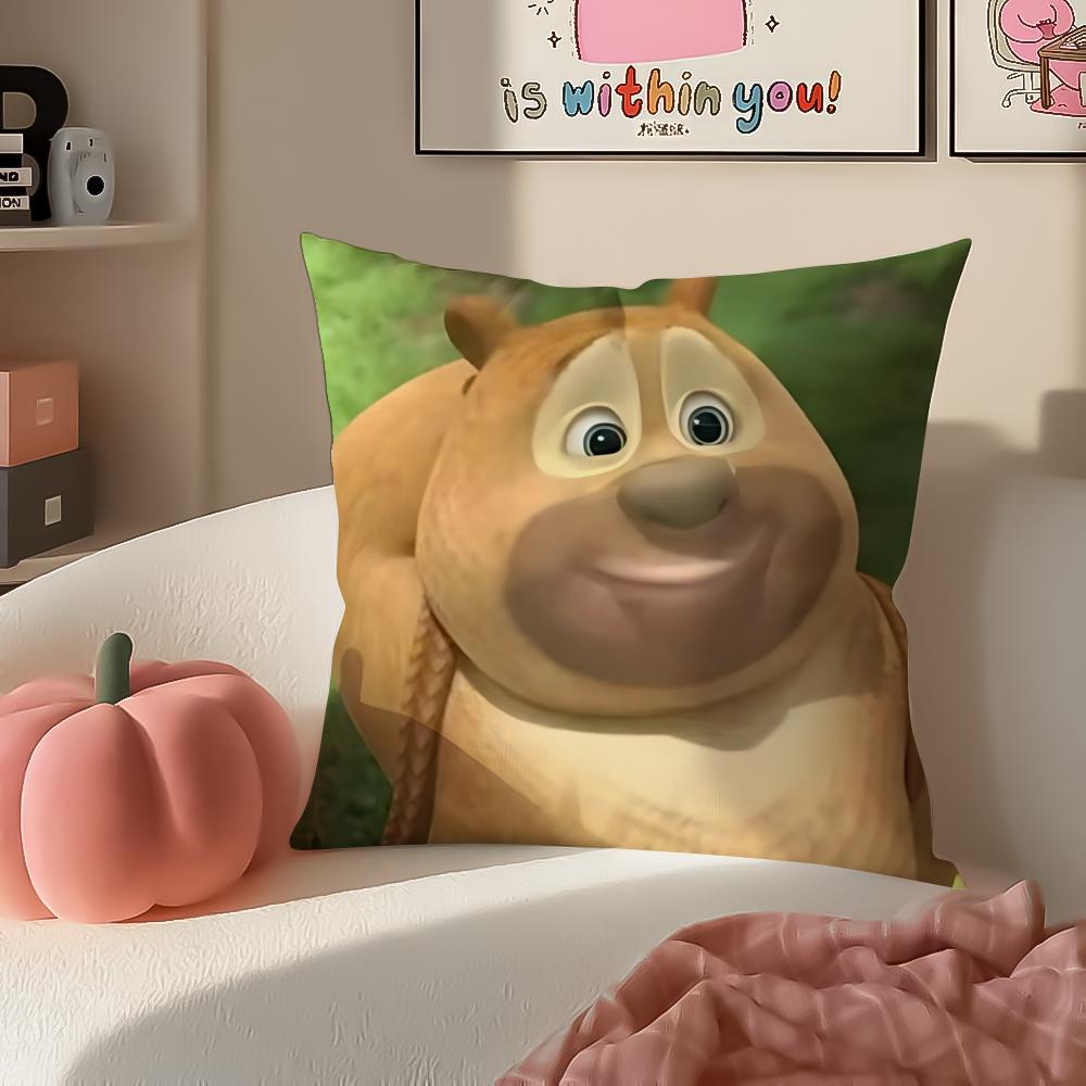 Cartoon BBoonie BBears Cushion Cover Pillowcase Short Plush Invisible zipper Room Sofa Cushion Cover
