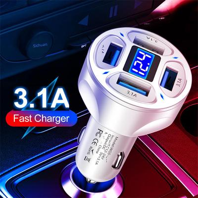 Caricabatterie da auto 5 in 1 con display digitale: 4 porte, caricabatterie multiporta.