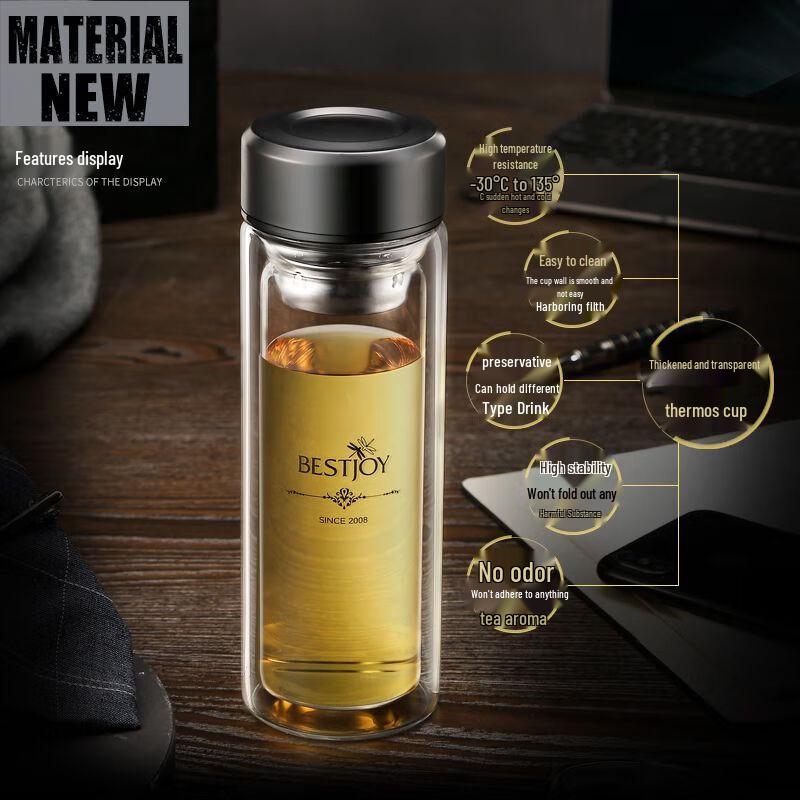 FUGUANG Double-Wall Glass Tea Infuser Bottle