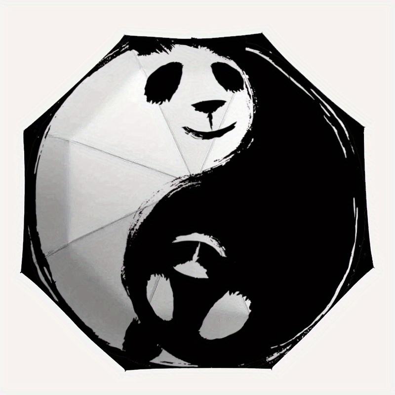 

1pc Panda YinYang Auto Open/close, All-Season Portable Folding Umbrella for Women & Men, Travel, Everyday, Formal Events - Compact Luxury Parasol, Out