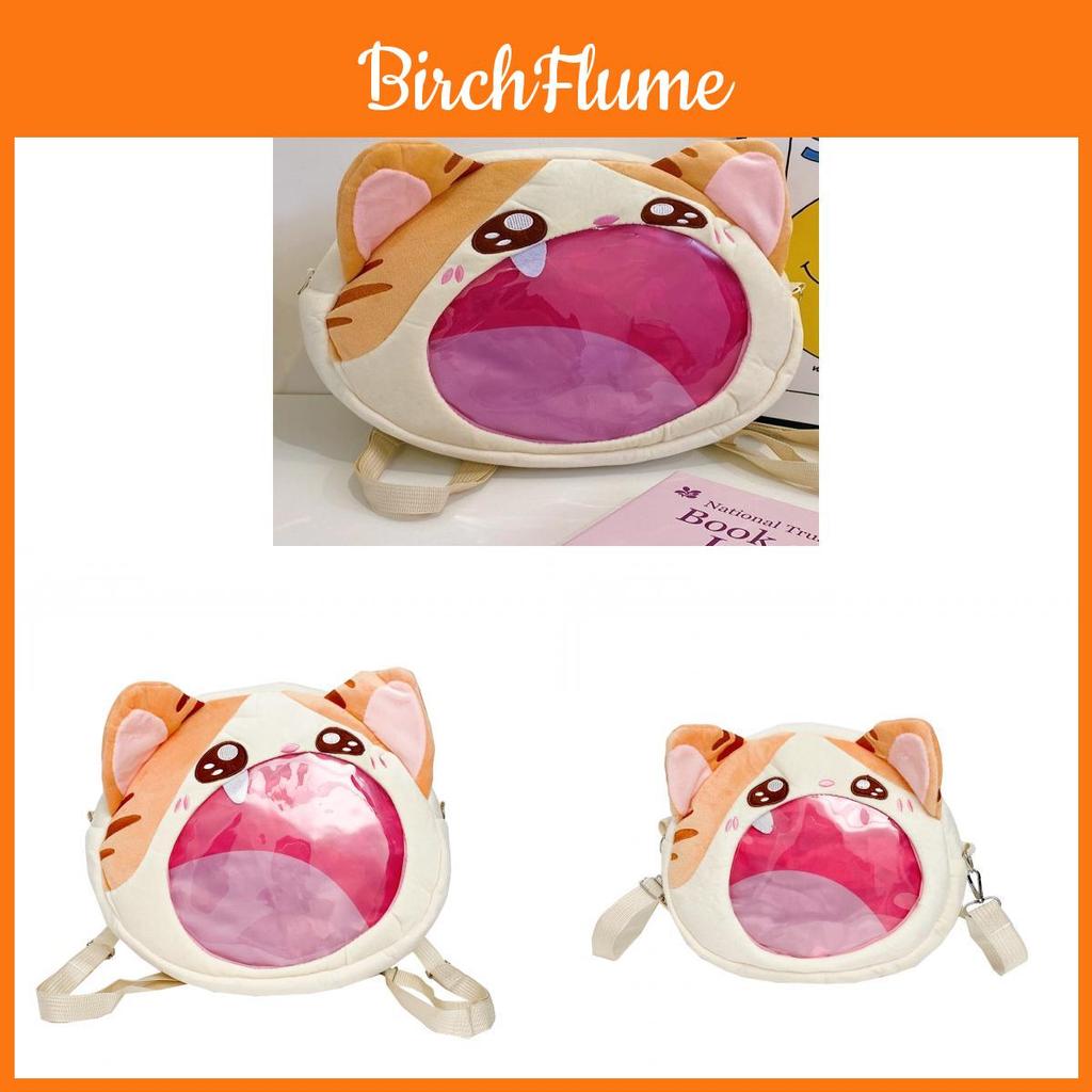 Big Mouth Mew Cartoon Cat Shoulder Bag With Nylon Material For Daily Use