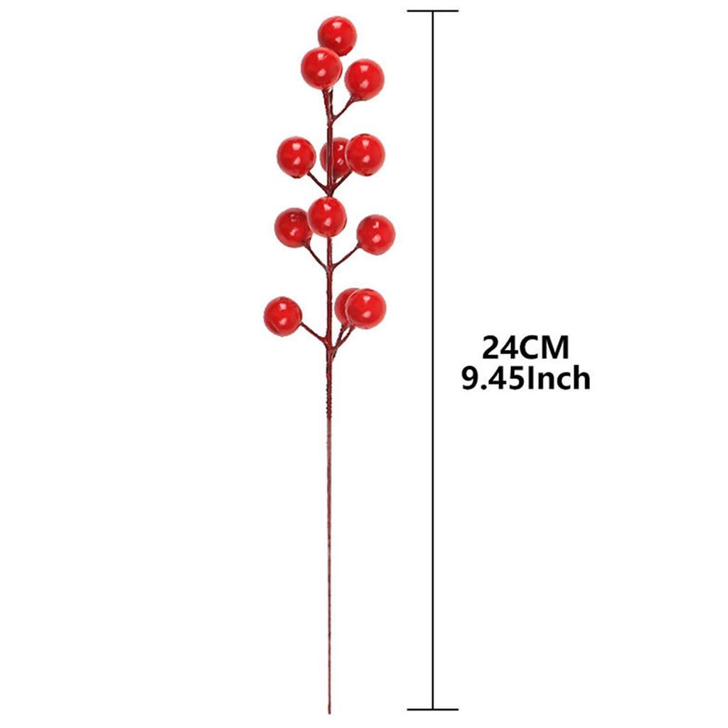 Christmas Berry Artificial Holly Berry Red Design 24 Stems 12 Berries Festive Holiday Christmas Decoration Accessory