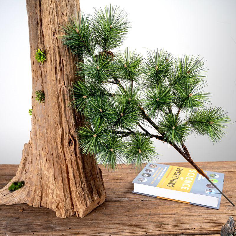 Artificial Pine Bonsai with Juniper Branches and Dried Flowers