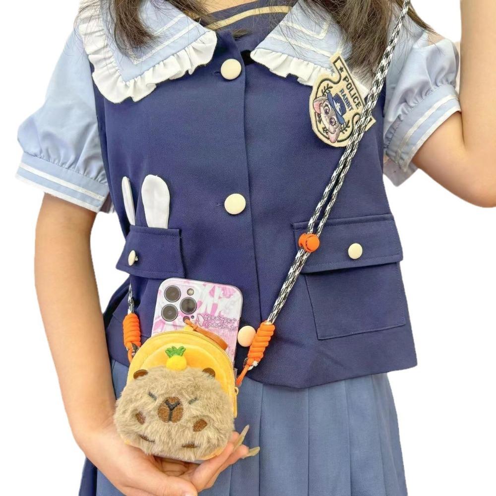 Large Capacity Capybara Plush Shoulder Bag Cartoon Capybara Handbag Unisex Capybara Handbag