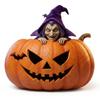 Resin Pumpkin Witch Statue Halloween Resin Figurine Decoration for Mantel Table Shelf Entryway Styling, Home Party Decoration