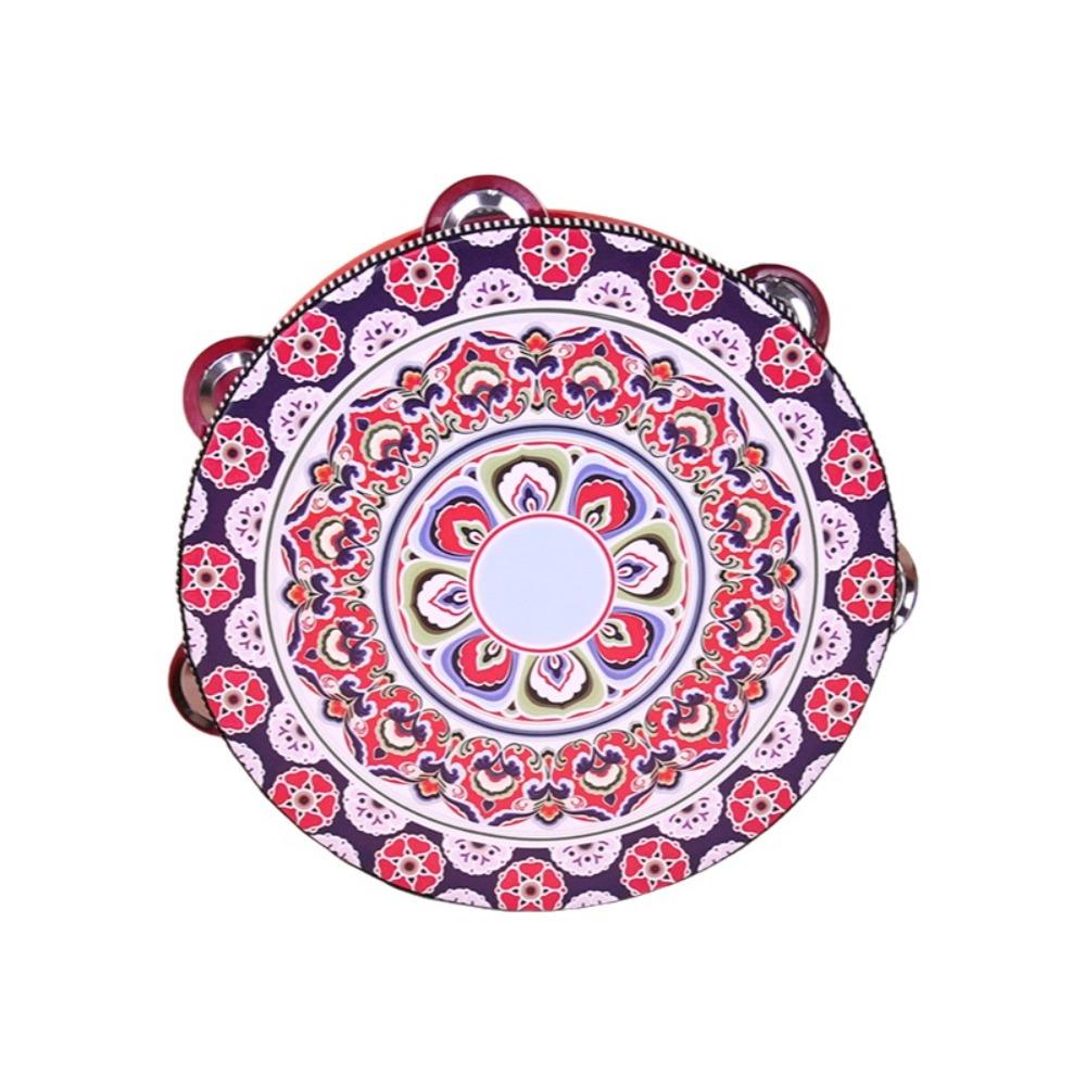 8 Inch Tambourine for Adults Metal Jingles Wooden Tambourine Handheld Drum  for Band Performance