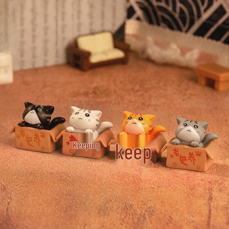 Cute Cat Figurines for DIY Micro Landscape and Succulent Decoration