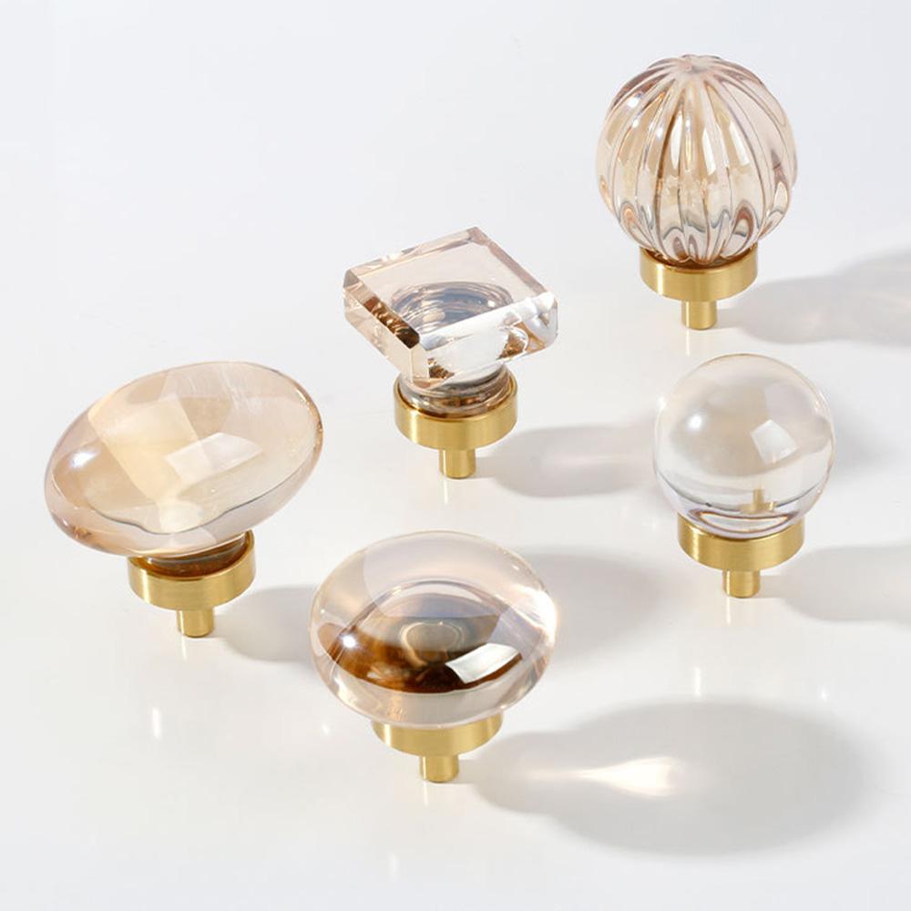 8062 Brass Crystal Egg-Shaped Drawer Pull Knob Cabinet Furniture Wardrobe Luxury Door Handle