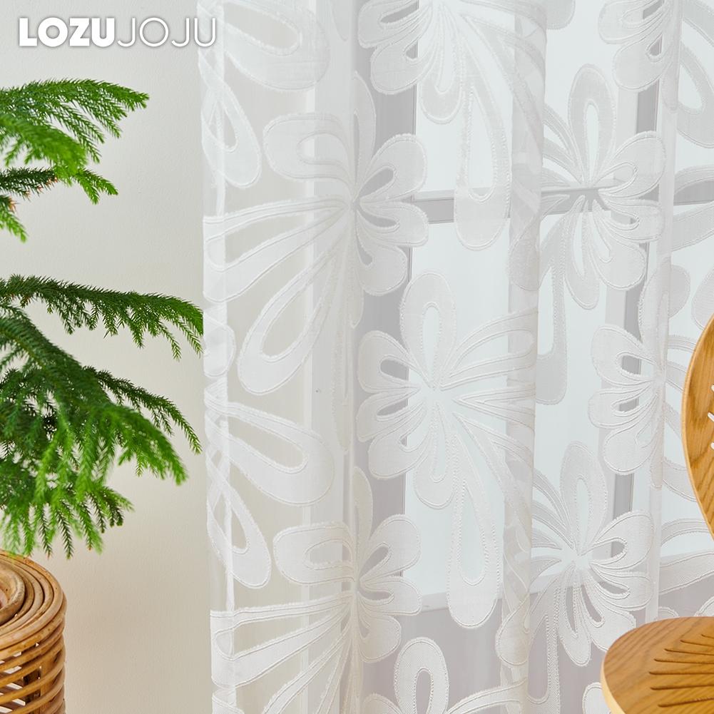1PC LOZUJOJU 10% Blackout Tulle Simple and Versatile European Jacquard Sheer Curtain for Kitchen Living Room Bedroom Balcony Window Home Decor