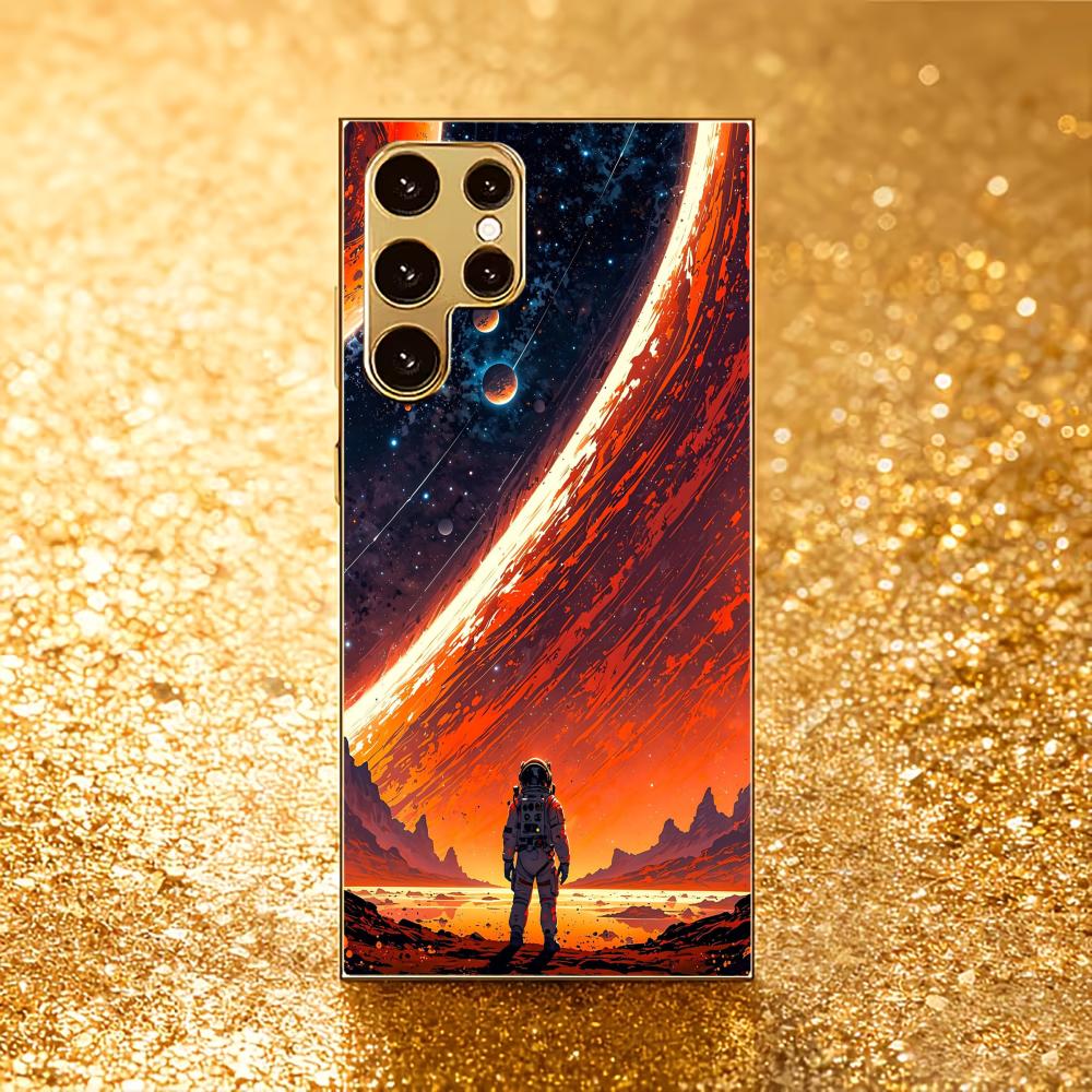 Science Fiction Protective Cover Highend Electroplating Glass PhoneCase for Samsung Galaxy S26 S25 S24 S23 S22 S21 FE,Ultra,Plus