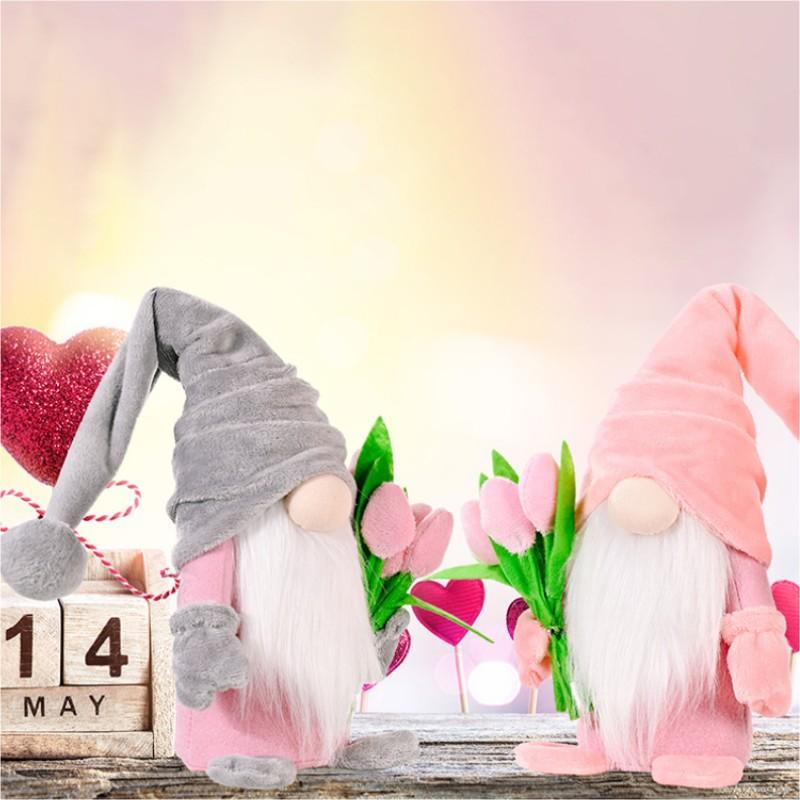 2025 Happy Mother's Day Holding Tulip Rudolph Gnome Creative Faceless Doll Dwarf Mother Gift Home Window Decoration Home Ornamen