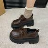Platform Small Leather Shoes Women's New Height Increase Versatile Small Spring and Autumn Loafers 2025 Black Small Leather Shoes British Style
