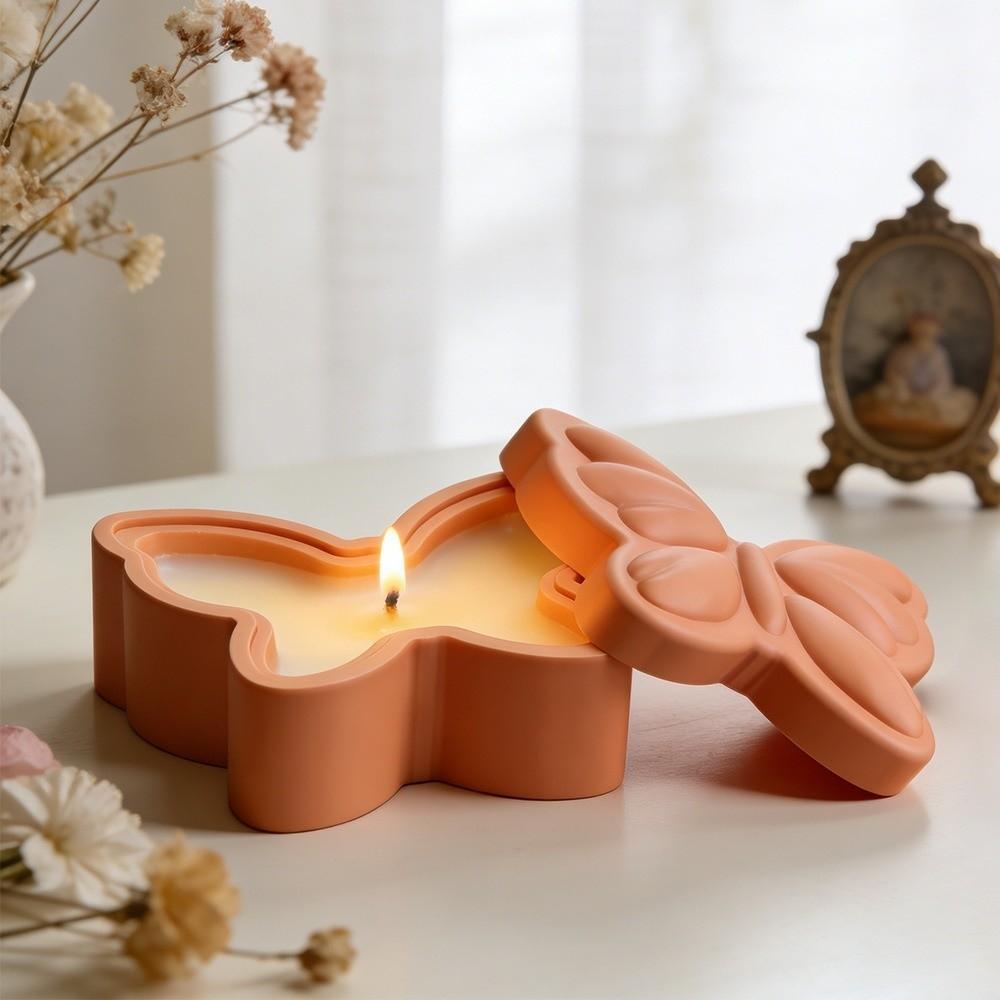 Bowknot Shape Silicone Candle Cup Mold Soft Soap Mould Butterfly Storage Box Mold  Plaster Craft