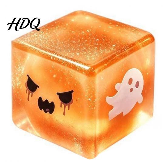 Glitzer Stressbälle Halloween Geist Würfel Sensorisches Spielzeug Angstlinderung Quetschspielzeug Langsam aufsteigend Kneten für Kinder Erwachsene
