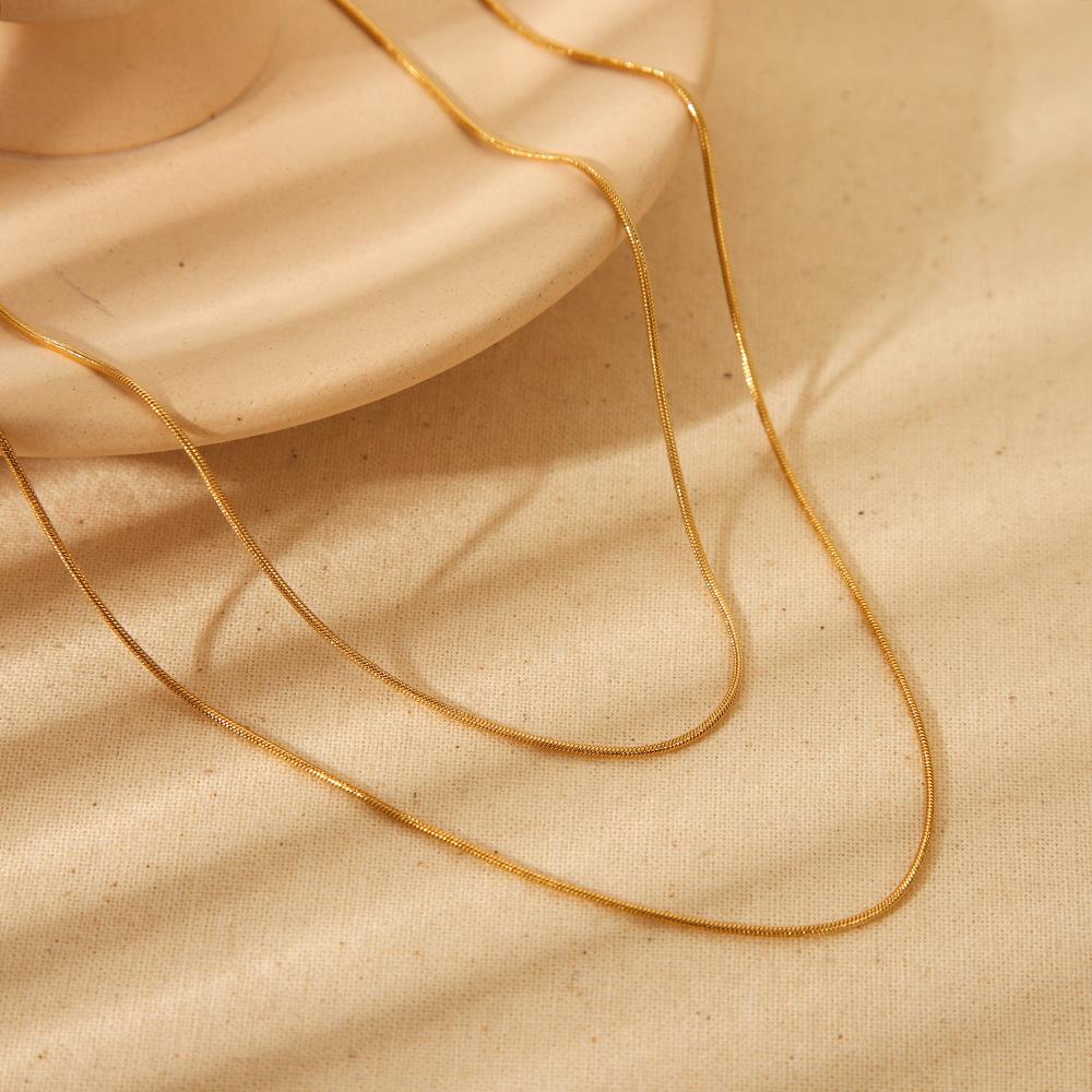 Ins Minimalist Snake Bone Chain Double-layer Necklace Design Stainless Steel Electroplated 18K Gold Non-fading Versatile Jewelry Women