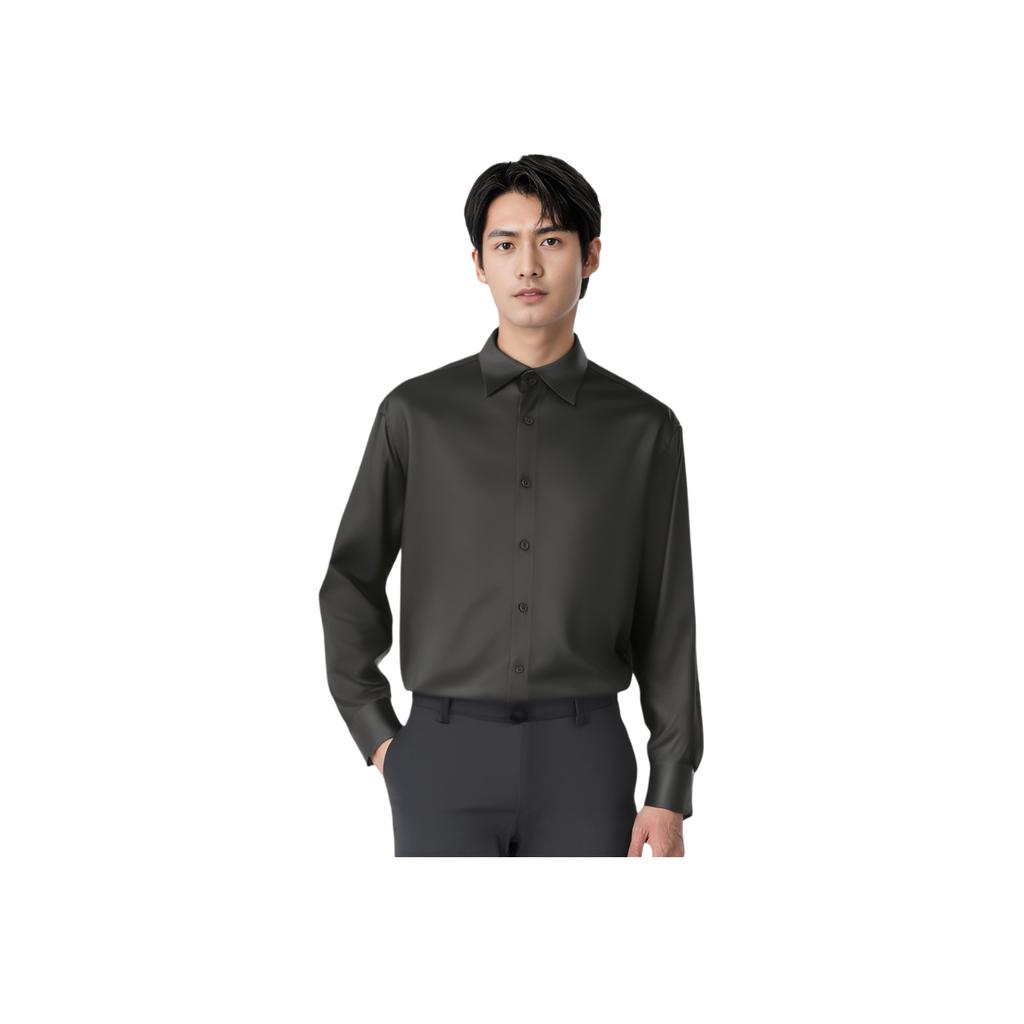 Zara Solid Color Casual Fashion Long Sleeve Shirt Men Shirts Coal-Gray 06975258801-33